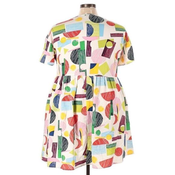 SHEIN Curve Women's Geo Gathered Ruffle Fit & Flare Mini Dress 3XL - Picture 2 of 5